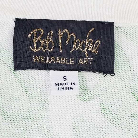 Bob Mackie Wearable Art Green Animal Leopard Print Knit Cardigan Sz Small NWT - Picture 5 of 7